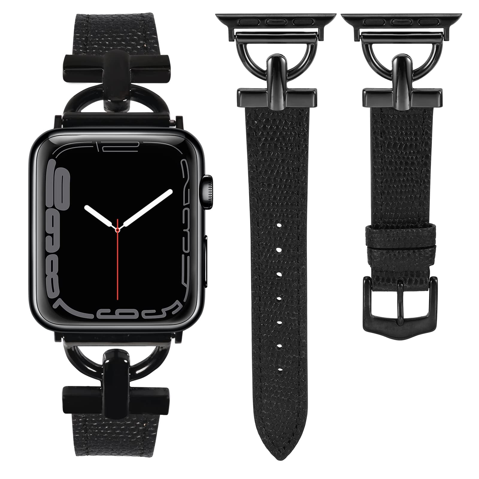 BLACK LV APPLE WATCH STRAP BAND (Size: 42mm, 44mm, 45mm, 49mm)