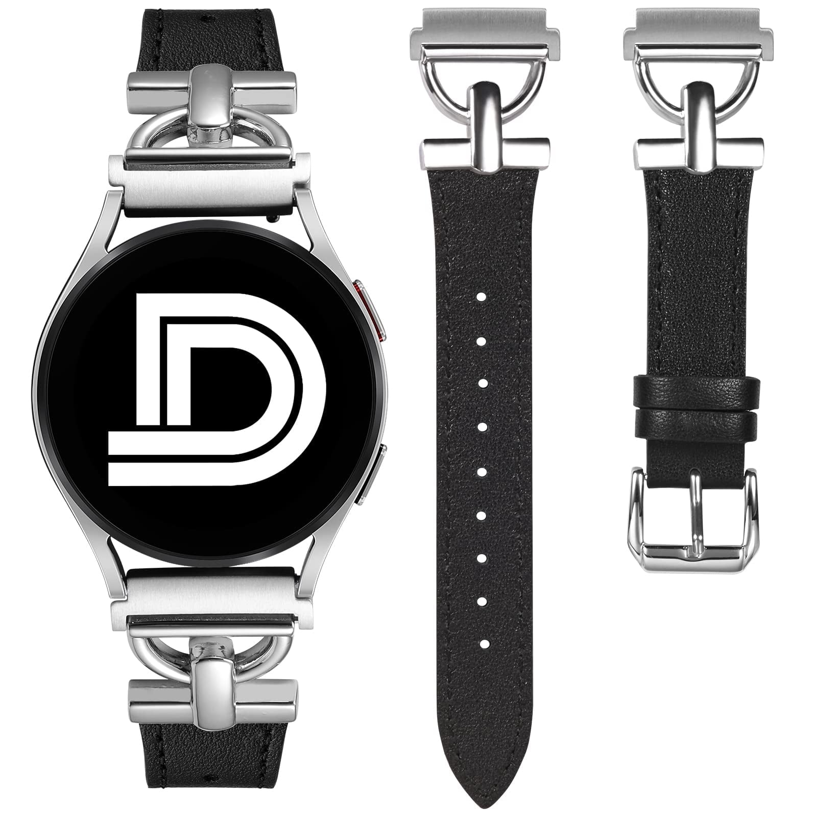 White Leather Strap Black Galaxy Active2 Band Samsung Galaxy Watch Active Sport Strap  main image 3
