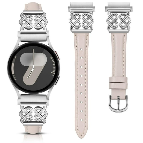 Wearlizer Leather Band Compatible with Samsung Galaxy Watch 7/6/5/4/Active 2 band Women, 20mm Slim Leather Strap with Celtic Heart Knot for Watch 6 Classic/FE
