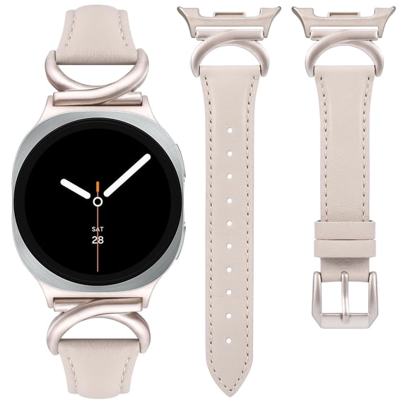Wearlizer Leather Band Compatible with Samsung Galaxy Watch 9/8 40mm 44mm & Watch 8 Classic 46mm, Slim Dressy Leather Strap for Women with C-Shape Metal Buckle, No Gap One-Click Band