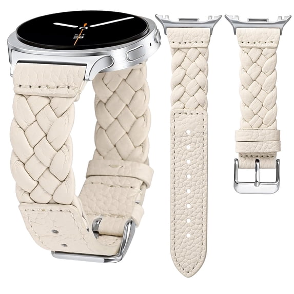 Wearlizer Leather Band Compatible with Samsung Samsung Galaxy Watch 9/8 40mm 44mm/ 8 Classic 46mm Band Women, Handwoven Braided Genuine Leather Soft Thin Wristband