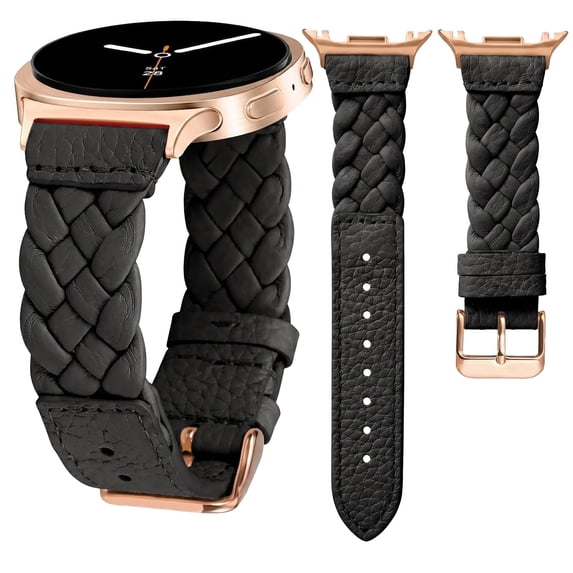 Wearlizer Leather Band Compatible with Samsung Samsung Galaxy Watch 9/8 40mm 44mm/ 8 Classic 46mm Band Women, Handwoven Braided Genuine Leather Soft Thin Wristband