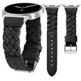 thumbnail image 1 of Wearlizer Leather Band Compatible with Samsung Samsung Galaxy Watch 9/8 40mm 44mm/ 8 Classic 46mm Band Women, Handwoven Braided Genuine Leather Soft Thin Wristband, 1 of 7