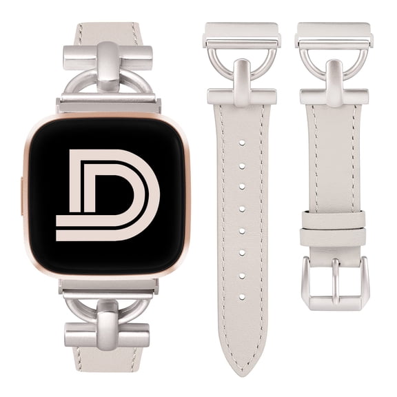 Wearlizer Leather Band Compatible with Versa 2 Bands for Women, Dressy Slim Leather Strap Wristband with D-Shape Metal Buckle for Versa/Versa 2/Versa Lite/Versa SE Smart Watch