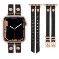 thumbnail image 1 of Wearlizer Leather Bands Compatible with Apple Watch Band 38mm 40mm 41mm 42mm 44mm 45mm 49mm(Ultra) Women, Double-Row Design with Rivets Decoration Stylish Strap for iWatch Series 8 SE 7 6 5 4 3, 1 of 6