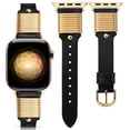thumbnail image 1 of Wearlizer Leather Watch Band Compatible with Apple Watch Bands 38/40/41/42/44/45/46/49mm Women Metal Ring Loop Strap for Iwatch Series 11/10/9/8/7/6/5/4/3/SE/Ultra, 1 of 6