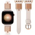 thumbnail image 1 of Wearlizer Leather Watch Band Compatible with Apple Watch Bands 38/40/41/42/44/45/46/49mm Women Metal Ring Loop Strap for Iwatch Series 11/10/9/8/7/6/5/4/3/SE/Ultra, 1 of 6