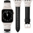 thumbnail image 1 of Wearlizer Leather Watch Band Compatible with Apple Watch Bands Women 38/40/41/42/44/45/46/49mm Slim X-Shape Metal Buckle Strap for Series 11/10/9/8/7/6/5/4/3/SE/Ultra 3/2/1, 1 of 6