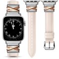 thumbnail image 1 of Wearlizer Leather Watch Band Compatible with Apple Watch Bands Women 38/40/41/42/44/45/46/49mm Slim X-Shape Metal Buckle Strap for Series 11/10/9/8/7/6/5/4/3/SE/Ultra 3/2/1, 1 of 6