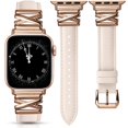 thumbnail image 1 of Wearlizer Leather Watch Band Compatible with Apple Watch Bands Women 38/40/41/42/44/45/46/49mm Slim X-Shape Metal Buckle Strap for Series 11/10/9/8/7/6/5/4/3/SE/Ultra 3/2/1, 1 of 6