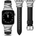 thumbnail image 1 of Wearlizer Leather Watch Band Compatible with Apple Watch Bands Women 38/40/41/42/44/45/46/49mm Slim X-Shape Metal Buckle Strap for Series 11/10/9/8/7/6/5/4/3/SE/Ultra 3/2/1, 1 of 6