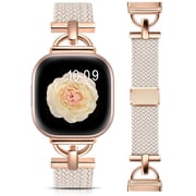 Wearlizer Magnetic Band Compatible with Versa 4/3 and Sense 2/1, D-Shape Braided Stretchy Nylon Strap for Women Men, Adjustable Sport Dressy Watch Band