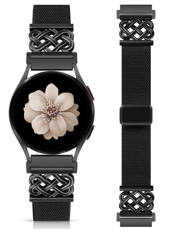 Magnetic Nylon Band Compatible with Samsung Galaxy Watch 7/6/5/4/FE/Active 2 40mm 44mm, Watch 6 Classic 43/47mm, Watch 5 Pro 45mm, Celtic Knot Stretchy Strap Women Men