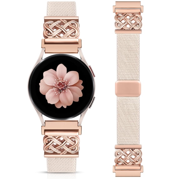 Wearlizer Magnetic Nylon Band Compatible with Samsung Galaxy Watch 7/6/5/4/FE/Active 2 40mm 44mm, Watch 6 Classic 43/47mm, Watch 5 Pro 45mm, Celtic Knot Stretchy Strap Women Men