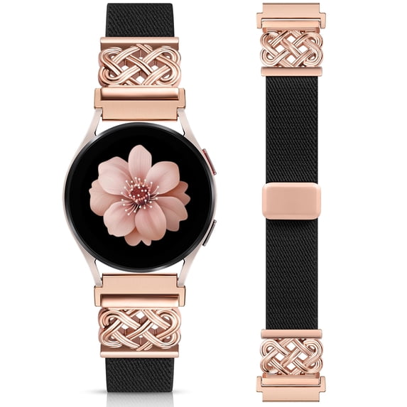 Wearlizer Magnetic Nylon Band Compatible with Samsung Galaxy Watch 7/6/5/4/FE/Active 2 40mm 44mm, Watch 6 Classic 43/47mm, Watch 5 Pro 45mm, Celtic Knot Stretchy Strap Women Men