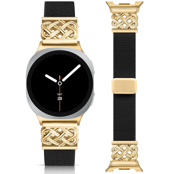 Wearlizer Magnetic Nylon Band Compatible with Samsung Galaxy Watch 9/8 40mm 44mm, Galaxy Watch 8 Classic 46mm, Stretchy Celtic Knot Strap for Women Men, No-Gap One-Click