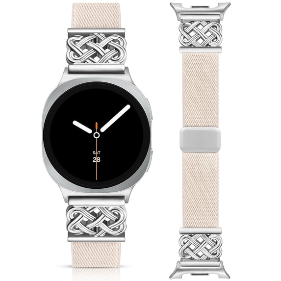 Wearlizer Magnetic Nylon Band Compatible with Samsung Galaxy Watch 9/8 40mm 44mm, Galaxy Watch 8 Classic 46mm, Stretchy Celtic Knot Strap for Women Men, No-Gap One-Click