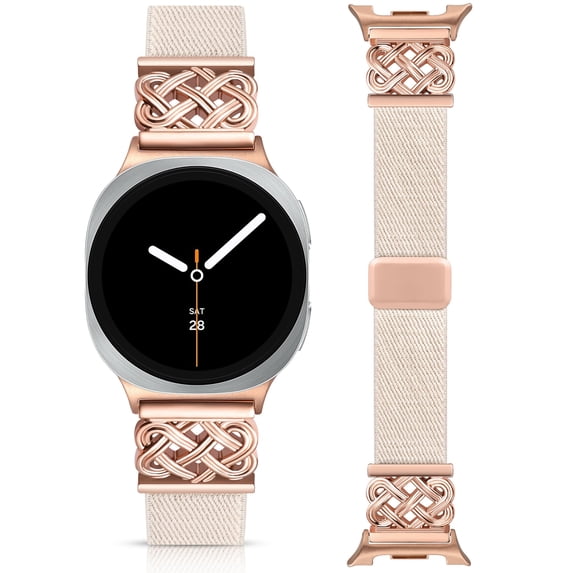 Wearlizer Magnetic Nylon Band Compatible with Samsung Galaxy Watch 9/8 40mm 44mm, Galaxy Watch 8 Classic 46mm, Stretchy Celtic Knot Strap for Women Men, No-Gap One-Click