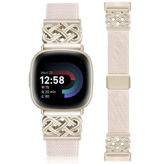 Wearlizer Magnetic Stretchy Band Compatible with Versa 4/3/Sense 2/Sense, Celtic Knot Elastic Nylon Watch Strap for Women Men, Dressy Soft Fabric Wristband with Magnetic Clasp