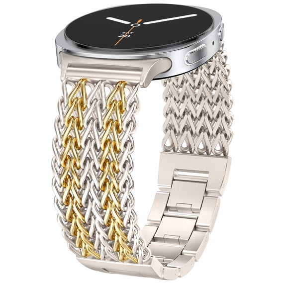 Wearlizer Metal Band Compatible with Samsung Galaxy Watch 9/8 40mm 44mm & Watch 8 Classic 46mm, Stainless Steel Chain Bracelet Band for Women, Dressy No Gap Adjustable Link Strap