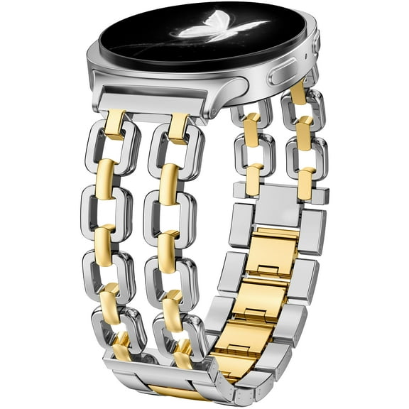Wearlizer Metal Band Compatible with Samsung Galaxy Watch 8 Band 40mm/44mm & Watch 8 Classic 46mm – Elegant Women's Stainless Steel Chain Strap, Adjustable Wristband