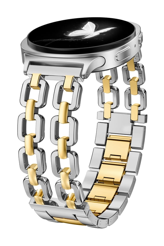 Metal Band Compatible with Samsung Galaxy Watch 8 Band 40mm/44mm & Watch 8 Classic 46mm – Elegant Women's Stainless Steel Chain Strap, Adjustable Wristband