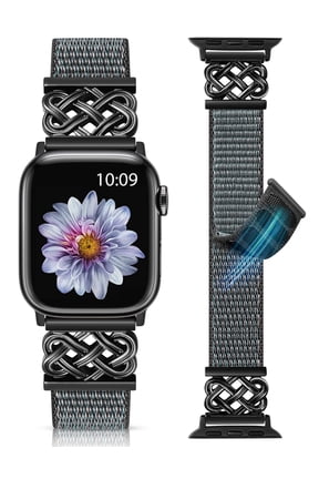 Nylon Loop Band Compatible with Apple Watch Band 38/40/41/42/44/45/46/49mm, Breathable Braided Sport Strap with Celtic Knot Buckle for iWatch Series 11/10/9/8/7/6/5/4/SE/Ultra