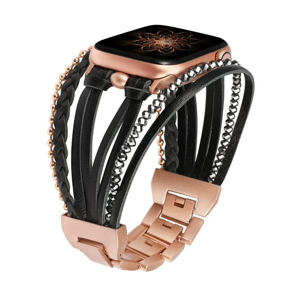 NEW Multilayer Bracelets Apple Watch Band Tan Multi Layer Apple Watch Band: Silver Magnetic Cuff  main image 2