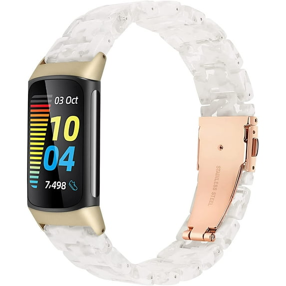 Wearlizer Resin Band Compatible with Fitbit Charge 5 Bands for Women Men, Fashion Lightweight Wristband Strap Accessories with Metal Buckle for Charge 5 Smartwatch