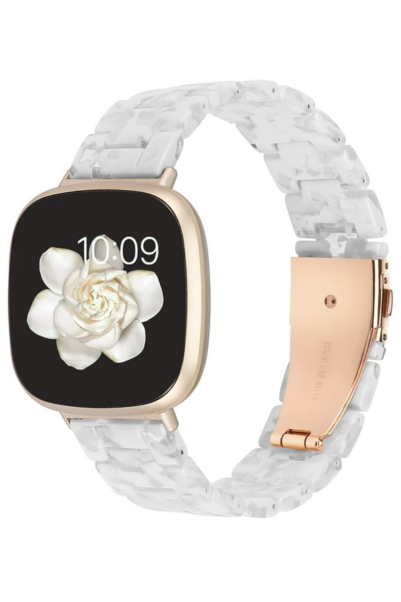 Resin Band Compatible with Fitbit Versa 4/Fitbit Versa 3/Fitbit Sense/Sense 2 Bands for Women, Fashion Lightweight Wristband with Buckle for Sense/Versa 3