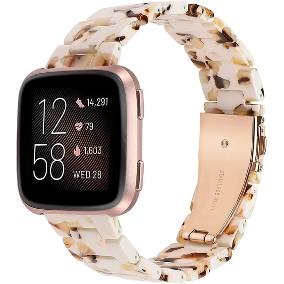 Wearlizer Resin and Stainless Steel Compatible with Fitbit Versa/Versa 2 /Versa Lite/Versa SE Bands Women Men, Lightweight Replacement Compatible for Fitbit Versa