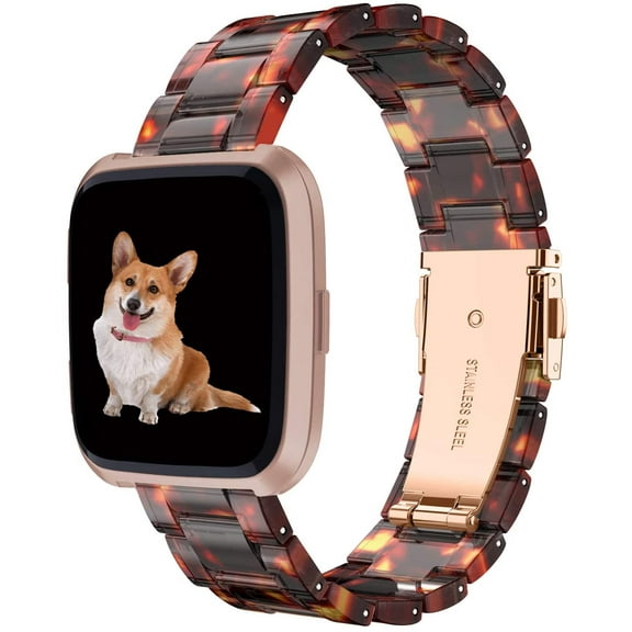 Wearlizer Resin and Stainless Steel Compatible with Fitbit Versa/Versa 2 /Versa Lite/Versa SE Bands Women Men, Lightweight Replacement Compatible for Fitbit Versa