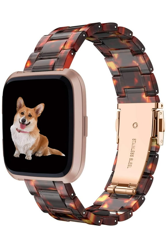 Resin and Stainless Steel Compatible with Fitbit Versa/Versa 2 /Versa Lite/Versa SE Bands Women Men, Lightweight Replacement Compatible for Fitbit Versa