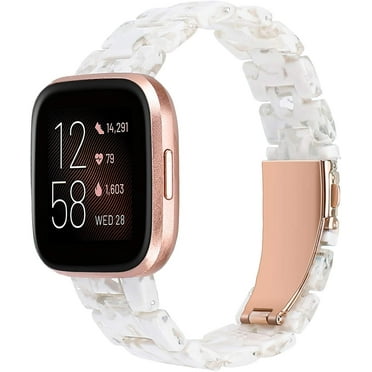 Wearlizer Resin and Stainless Steel Compatible with Fitbit Versa/Versa 2 /Versa Lite/Versa SE Bands Women Men, Lightweight Replacement Compatible for Fitbit Versa