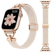 Wearlizer Slim Braided Magnetic Band Compatible with Apple Watch 38/40/41/42/44/45/46/49mm, Women s Thin D-Shape Stretchy Elastic Strap, Dressy Woven Wristband for Series 11/10/9/8/7/6/5/4/SE/Ultra