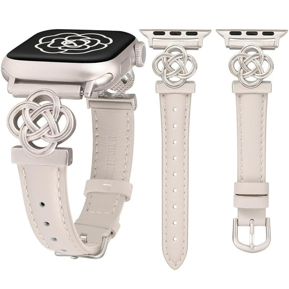 Wearlizer Slim Leather Band Compatible with Apple Watch Band for Women 41/40/38/42/44/45/46/49mm, Designer Celtic Strap for iWatch Series Ultra 2/SE/10/9/8/7/6/5/4/3/2/1