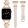 thumbnail image 1 of Wearlizer Slim Leather Watch Band Compatible with Apple Watch Bands 38/40/41/42/44/45/46/49mm Women Thin Strap for Iwatch Series 11/10/9/8/7/6/5/4/3/SE/Ultra, 1 of 6