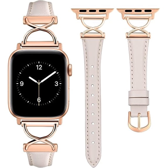 Wearlizer Slim Leather Watch Band Compatible with Apple Watch Bands 38/40/41/42/44/45/46/49mm Women Thin Strap for Iwatch Series 11/10/9/8/7/6/5/4/3/SE/Ultra