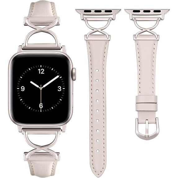 Wearlizer Slim Leather Watch Band Compatible with Apple Watch Bands 38/40/41/42/44/45/46/49mm Women Thin Strap for Iwatch Series 11/10/9/8/7/6/5/4/3/SE/Ultra