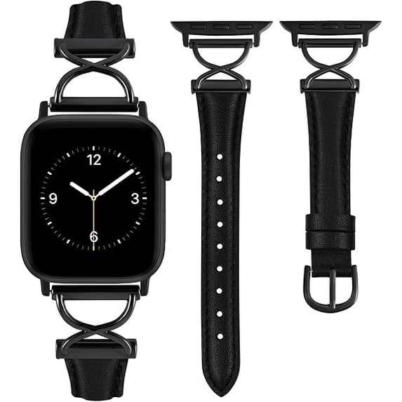 Wearlizer Slim Leather Watch Band Compatible with Apple Watch Bands 38/40/41/42/44/45/46/49mm Women Thin Strap for Iwatch Series 11/10/9/8/7/6/5/4/3/SE/Ultra