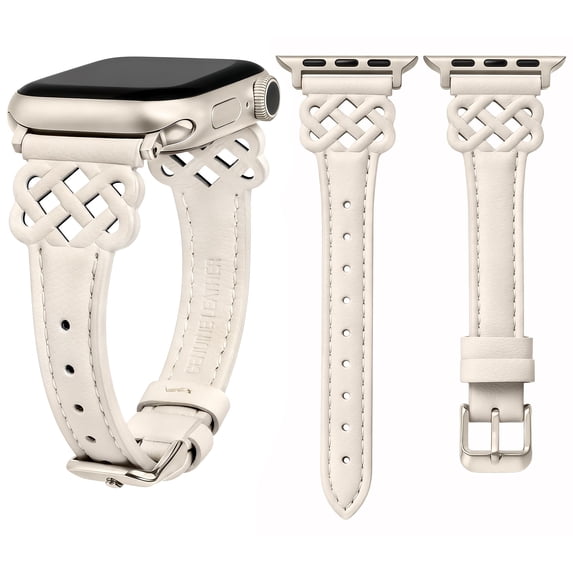 Wearlizer Slim Leather Watch Band Compatible with Apple Watch Bands 38/40/41/42/44/45/46/49mm Women Celtic Knot Design Adjustable Strap for Series 11/10/9/8/7/6/5/4/3/SE/Ultra