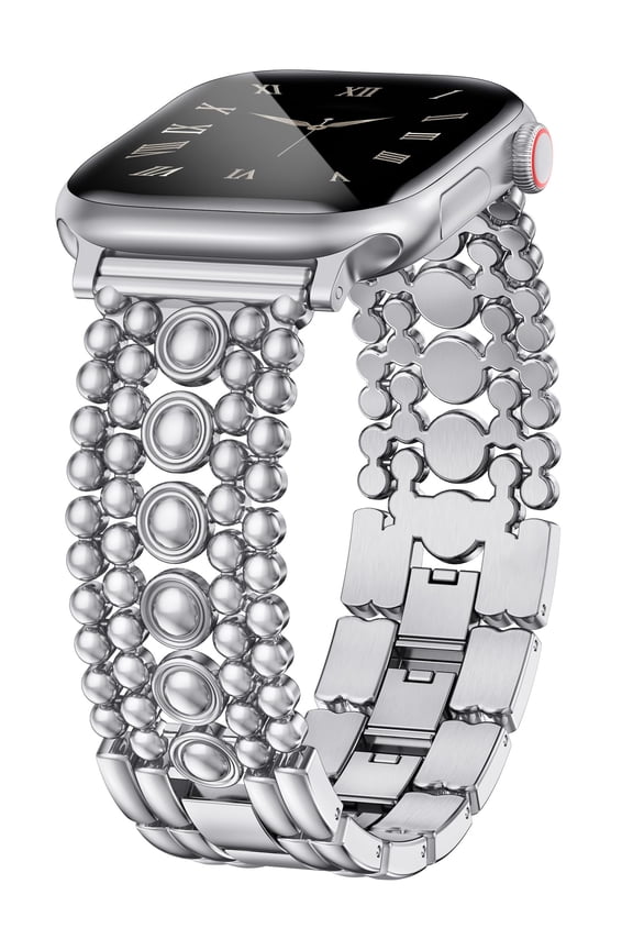 Stainless Steel Band Compatible with Apple Watch Band for Women 38/40/41/42/44/45/46/49mm, Studded Link Bracelet Strap, Dressy Metal Band for Series 11/10/9/8/7/6/5/4/SE/Ultra