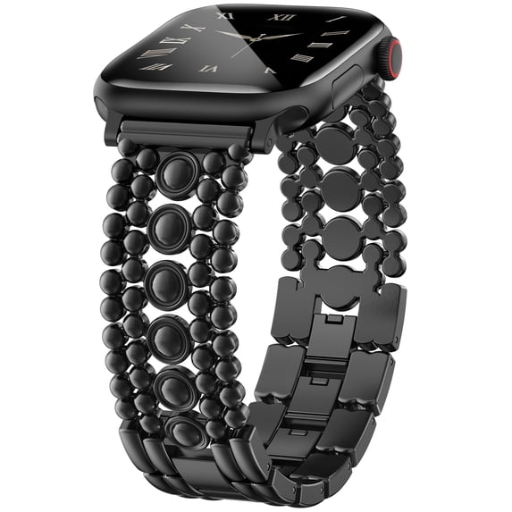 Wearlizer Stainless Steel Band Compatible with Apple Watch Band for Women 38/40/41/42/44/45/46/49mm, Studded Link Bracelet Strap, Dressy Metal Band for Series 11/10/9/8/7/6/5/4/SE/Ultra