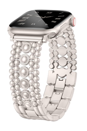 Stainless Steel Band Compatible with Apple Watch Band for Women 38/40/41/42/44/45/46/49mm, Studded Link Bracelet Strap, Dressy Metal Band for Series 11/10/9/8/7/6/5/4/SE/Ultra