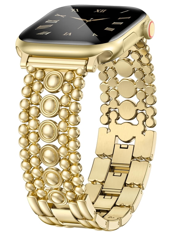 Stainless Steel Band Compatible with Apple Watch Band for Women 38/40/41/42/44/45/46/49mm, Studded Link Bracelet Strap, Dressy Metal Band for Series 11/10/9/8/7/6/5/4/SE/Ultra