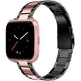 thumbnail image 1 of Wearlizer Stainless Steel Compatible for Fitbit Versa 2 Band Women Men, Ultra-Thin Lightweight Replacement Black Rose Gold Strap Compatible for Fitbit Versa/ Versa Lite/Versa SE, 1 of 7