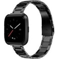thumbnail image 1 of Wearlizer Stainless Steel Compatible for Fitbit Versa 2 Band Women Men, Ultra-Thin Lightweight Replacement Black Strap Compatible for Fitbit Versa/ Versa Lite/Versa SE, 1 of 7