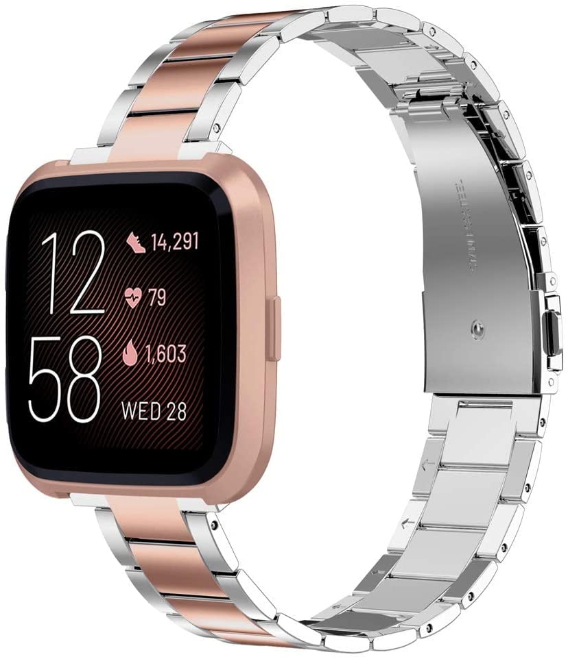 Wearlizer Stainless Steel Compatible for Fitbit Versa 2 Band Women