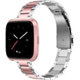 thumbnail image 1 of Wearlizer Stainless Steel Compatible for Fitbit Versa 2 Band Women Men, Ultra-Thin Lightweight Replacement Rose Gold Silver Strap Compatible for Fitbit Versa/ Versa Lite/Versa SE, 1 of 7