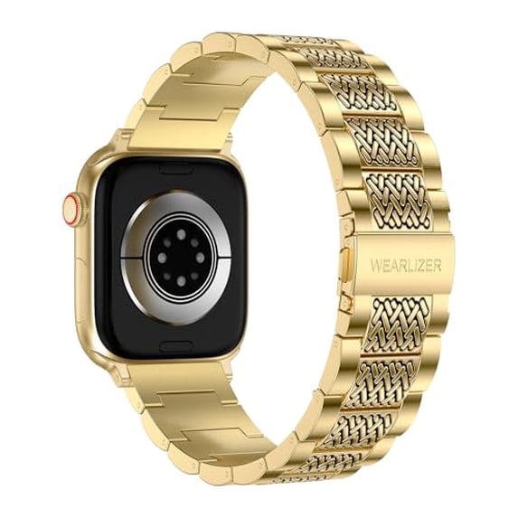 Wearlizer Stainless Steel Watch Band Compatible with Apple Watch Bands 38/40/41/42/44/45/46/49mm Men Women Zigzag Weave Metal Strap for Iwatch Series 11/10/9/8/7/6/5/4/3/SE/Ultra